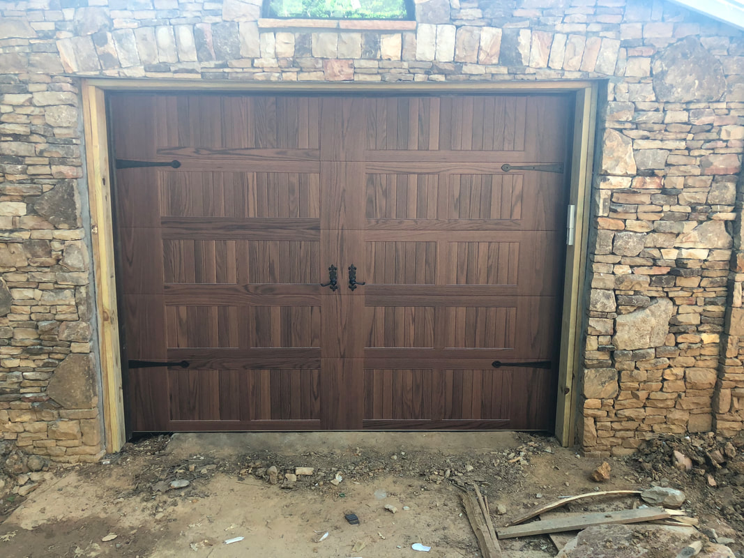 Steel door wood stain look installation