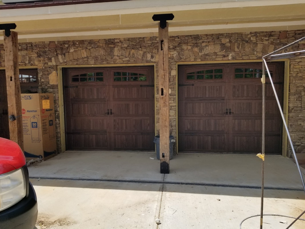 Steel garage door wood stain look project